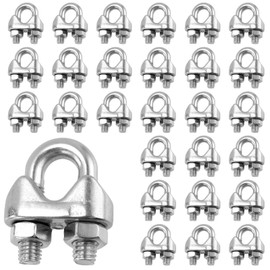 NGOSUET Pack of 30 rope clamps M5, wire rope clamp M5, rope clamps 5 mm stainless steel, bow rope clamp for wire ropes, cables and rope attachments