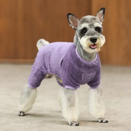 Fitwarm Dog Fuzzy Fleece Pajamas, Dog Winter Clothes for Small Dogs Girl, Pet Jumpsuit, Doggy Apparel, Purple, XL