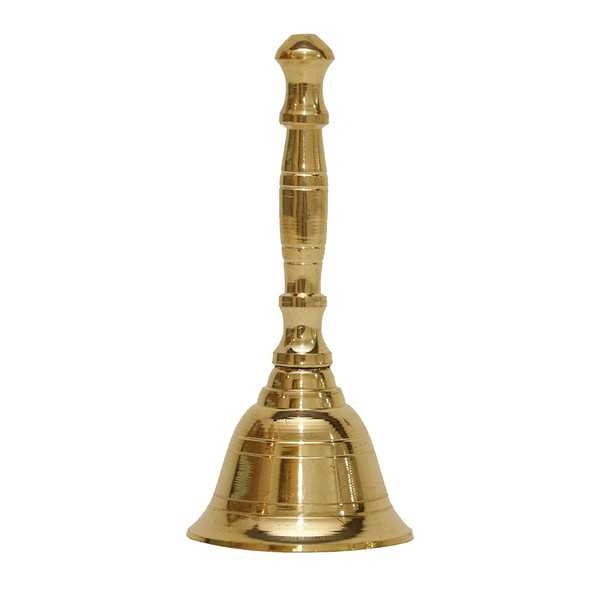 Shubhkart Solid Brass Hand Bell- Puja Ghanti for Wedding Events Decoration, Food Line, Alarm, Jingles, Service Bell(Small)