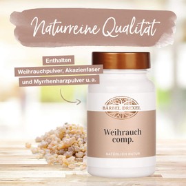 Frankincense Extract High Dose Boswellia Serrata with Myrrh (Pack of 140) Ayurveda 100% Vegan Made Germany Frankincense Comp. Tablets without Additives Medicinal Plant BÄRBEL DREXEL®