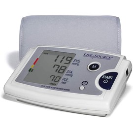 A&D Medical LifeSource Blood Pressure Machine with Pre-Formed Upper Arm Cuff (23-43 cm/9-17" Range) Home BP Monitor, One Click Operation with Easy To Read Precise Illuminated Readings