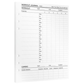 KOMPASS® Workout Log | A5 Fitness Planner Inserts | 30 Refill Pages for Strength Training & Cardio Tracking | Gym Journal with Nutrition & Progress Tracking | A5 Binder Refill (14.5 cm x 21 cm)