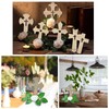 KitBeads 8pcs Wood Cross Cutouts Jesus Cross with Flower Baptism