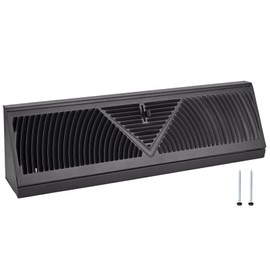Flowild 18 Inch Baseboard Register (Duct Opening Size) - Baseboard Vent Covers for Home - Easy Adjust Air Supply Lever Floor Baseboard Diffuser (Black)