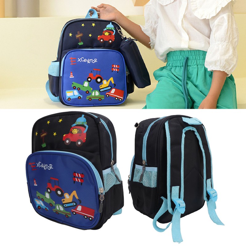 Kids Backpack Adjustable Shoulder Strap Lightweight Cartoon Car Children School
