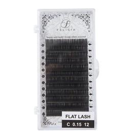 FELICIA Flat Lash Matte Eyelash Extensions Ultra Soft Single Matsueku Eyelash C-Curl 0.15 Thickness 0.5 inches (12 mm)