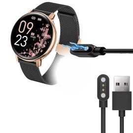 Blueshaweu Charging Cable Compatible with NAIXUES Smartwatch Women's 1.39 Inches, Cable Charger Charging Station for Hasakei S53 / NAIXUES S53 Smartwatch (Black + Black)