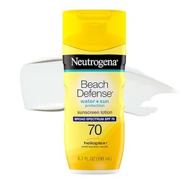 NEUTRÓGENA | Bloqueador Protector Solar 70 SPF Solar Beach Defense | Resistente al Agua | Loción Ligera |Apto Pieles Grasas y Mixtas | No es oleoso | 198ml