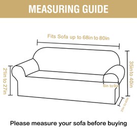 H.VERSAILTEX Jacquard Sofa Slipcover with Waterproof Seat Furniture Protector 1 Piece Stretch Sofa Covers with Elastic Bottom for Kids, Pets, Dog(Sofa, Ivory)