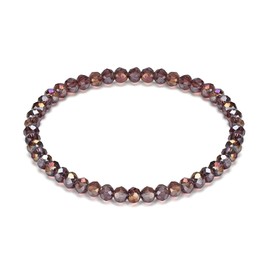 EUMENIDES Natural Diamond Gemstone Bracelet, 4 mm Natural Stone Bracelet for Women, 5 mm 925 Silver, Elastic Cord, Crystal, Crystal