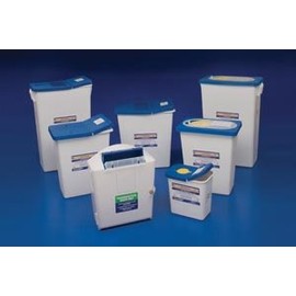 COVIDIEN/MEDICAL SUPPLIES PHARMASAFETY SHARPS DISPOSAL CONTAINERS Waste Disposal Container, 3 Gal , Tamper-Resistant Counter Balanced Lid, 16½"H x 6"D x 13¾" W , 10/cs