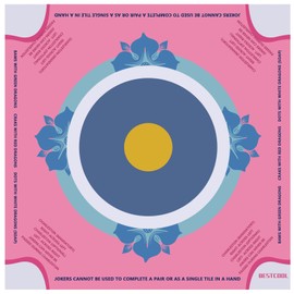 2025 Anti-Slip Neoprene Mahjong Mat with Rules, Noise Reduction Mah jongg Mat for Poker, Card, Board, and Tile Games (Pink-A, 31.5in*31.5in)