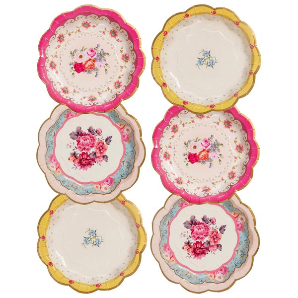 Talking Tables Truly Scrumptious Disposable Plates, 12 Count, 6.5 inches for Tea Party or Birthday