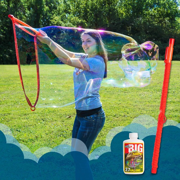 The Original Giant Bubble Wand Makes The World's Longest Bubbles, Over 36 feet Long, Includes 2.7 Gallons of Giant Bubble Solution, Non-Toxic Certified