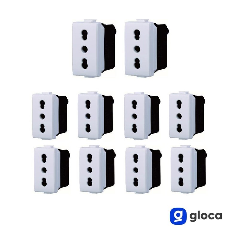 gloca Set of 10 2P+T 16A Dual Socket Sockets Compatible