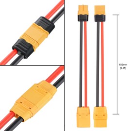 ELFCULB XT60 to XT90 Adapter Cable, 12AWG 0.5FT XT60 Male and Female to XT90 Connector Cable for RC Lipo Battery FPV Racing Drone Portable Power Station(2 Pairs)