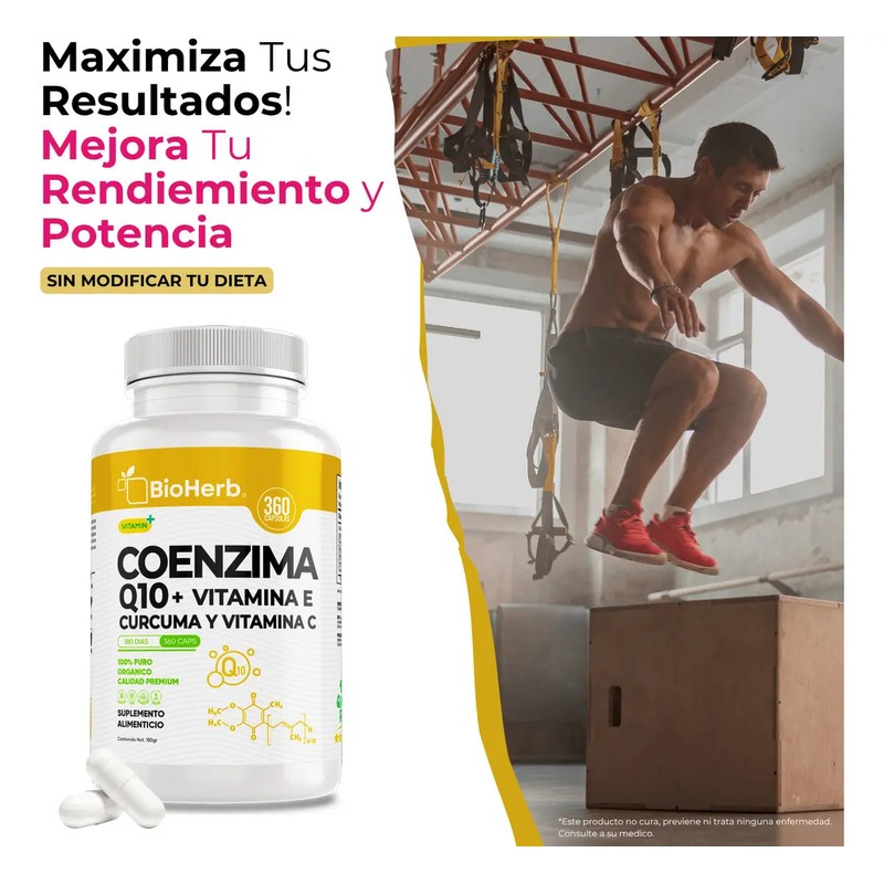BioHerb Coenzima Q10 Vitamina E, C y Curcuma 100 Puro