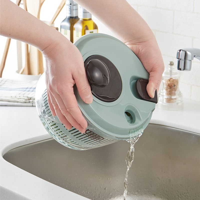 Toffy K-HC8-PA Salad Spinner, Pale Aqua, Drainage Hole, Easy Care,