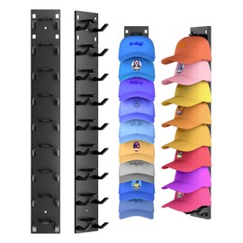 2 Pack Hat Organizer for Baseball Caps, Hat Rack for Wall with Strong Adhesive, Wall Mounted Hat Hooks Hold up to 18 Hats for Closet Door and Bedroom (16x2.3 inch)