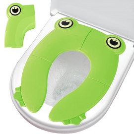 HITHOTMMA Asiento de Inodoro Niños,Asiento para Baño Infantil,Alfombrilla de Inodoro Plegable para Niños,WC Portatil Niños para Viaje para Niños y Niñas，Almohadillas de Silicona Antideslizantes(verde)