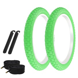 PRO+ HIGH Performance Bicycle BMX TIRE 18" X 2.125 All Green COMP III Tread Tires W/Tubes & TIRE LEVERS.