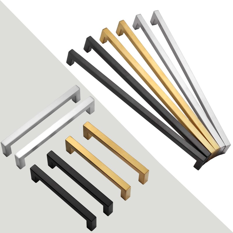 Redunest Cabinet Pulls Brushed Nickel Cabinet Handles Square Drawer Pulls,