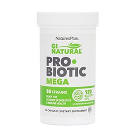 Natures Plus Probiótico natural Mega GI de NaturesPlus - 30 cápsulas - Salud digestiva e inmunitaria - Sin gluten - 30 raciones                       