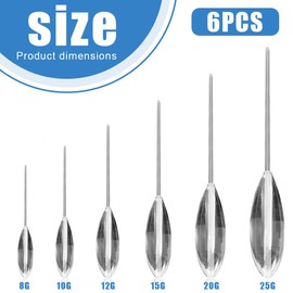 SGERUFZ 6 Piece Fishing Sbirolino Set, Slow Sinking, Sbirolino Floating, Swimming, Fishing.