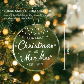 Our First Christmas As Mr and Mrs Ornament 2024 - Wedding Couple Gifts, Bridal Shower, Newlyweds Marriage Gifts, 1st Year Married, Just Engaged Keepsake Presents for Bride & Groom, Her & Him, Friends