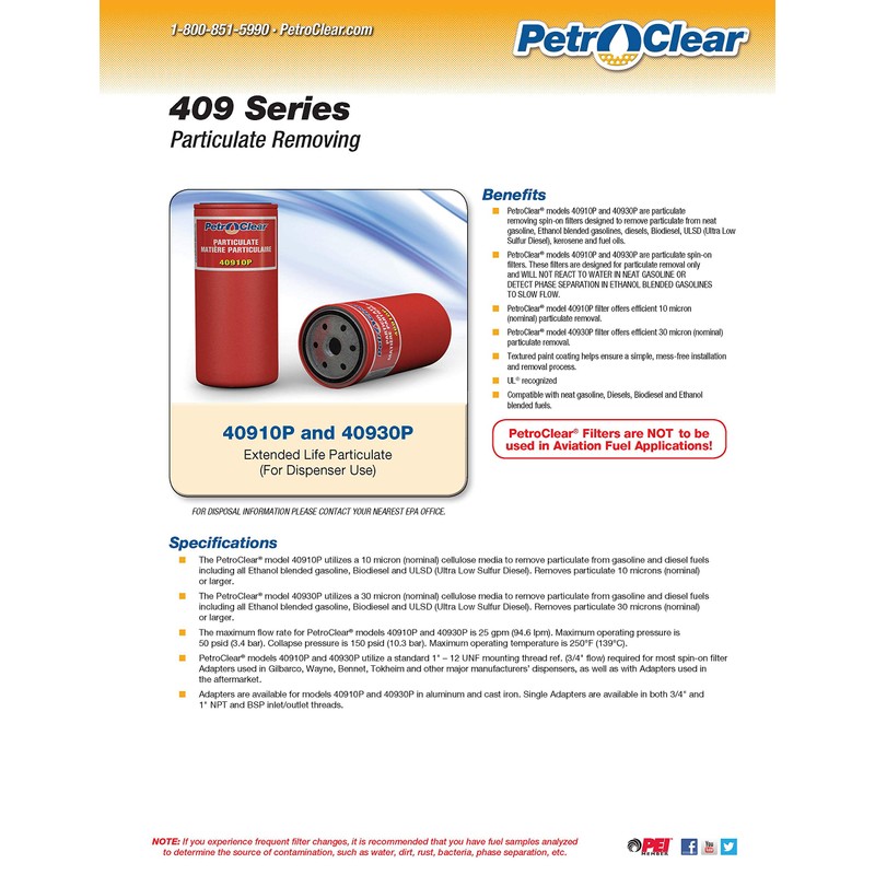 Extended Life Particulate Removal Filter 40930PA by PetroClear