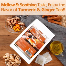 50 Premium Turmeric, Ginger, Cinnamon Blend Tea Bags, 100% Natural & No Additives & Caffeine Free.