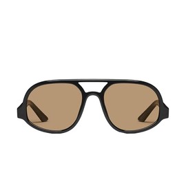 Quay - Sunglasses for Men & Women, Aviator Lenses with UV Protection (Jet Set, Black/Tan)