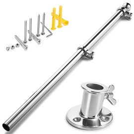 ZOMCHAIN Marine Flag Pole with Base, Flag Pole Holder, 316 Stainless Steel Flag Pole Set for Boat, Yacht, Truck and Yard - Flag Pole 24 inch