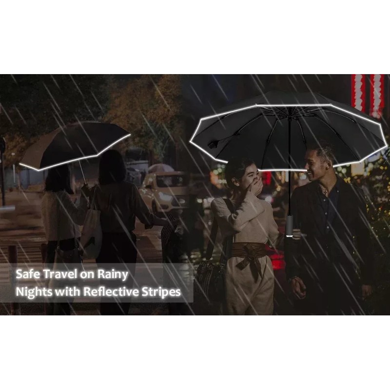 OEM Sombrilla Reversible Abre Automatico Uv Con Luz Lluvia Y