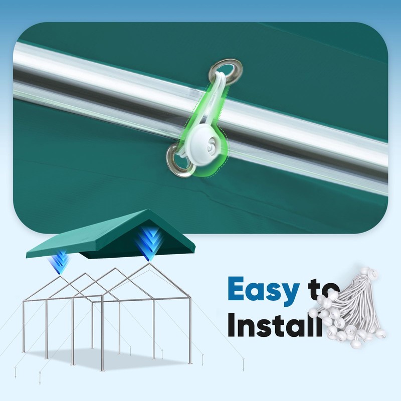 ADVANCE OUTDOOR Replacement Top Cover Tarp for 10x20 ft Carport