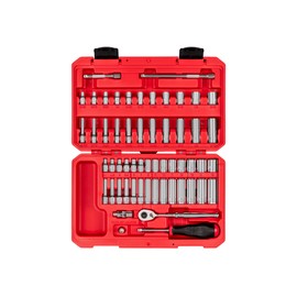 TEKTON 1/4 Inch Drive Shallow and Deep 12-Point Socket and Ratchet Set with Case, 56-Piece (5/32-9/16 in., 4-15 mm) | SKT05304