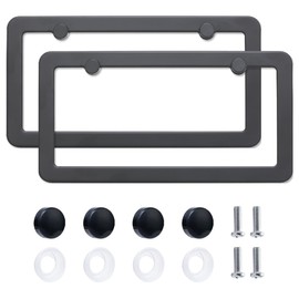 FIISFIIS 2 Pack Premium Stainless Steel License Plate Frames, Solid Rust-Proof Stainless Steel Holder with 2 Holes, Universal Car Frame for Including Screws (Silver)