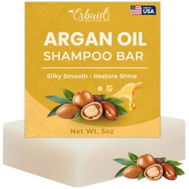 Barra de champú de aceite de argán – Barra de champú natural para el cabello, barra de champú sólido hidratante para cabello suave, brillante y de asp