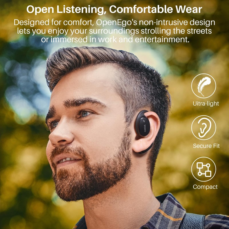 TOZO OpenEgo Open Ear Earbuds Bluetooth Headphones, AI Translation Wireless