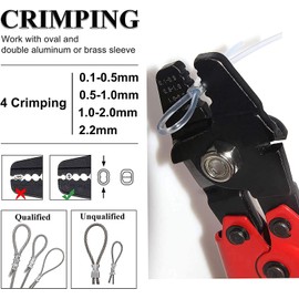 Wire Rope Crimping Tool Kit Fishing Crimping Pliers Swager Crimpers with 500pcs Crimp Sleeves Ferrule Kit Double Barrel Set Fishing Beads