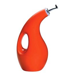 Rachael Ray Solid Glaze Ceramics EVOO Olive Oil Bottle Dispenser with Spout - 1 Piece, Orange