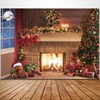 Christmas Fireplace Backdrop, Fireplace Banner Background Winter Xmas Holiday Photography