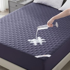 BEDLORE Waterproof Mattress Protector, Twin Size Noiseless Mattress Pad with Deep Pocket 6"-15" Depth, Soft Breathable Bed Mattress Cover Washable for Home, Bedroom, Hotel (Navy Blue)