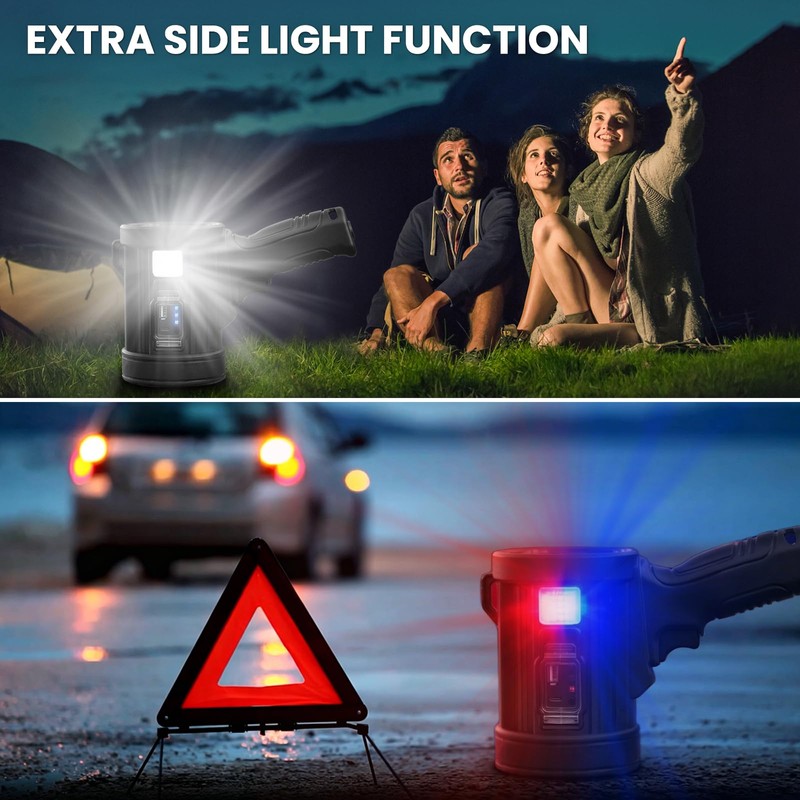 BERCOL Rechargeable Spotlight,2000000 LM Super Bright Handheld Spot Light LED