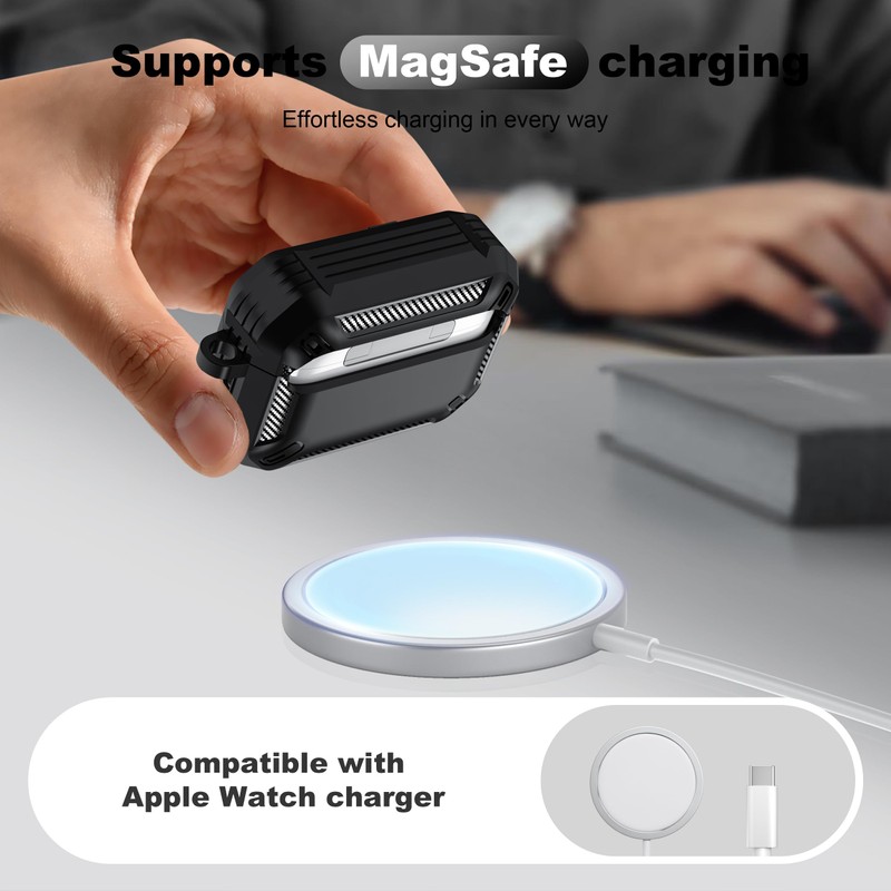 RFUNGUANGO for AirPods Pro 3 Case Carbon Fiber Series, Black