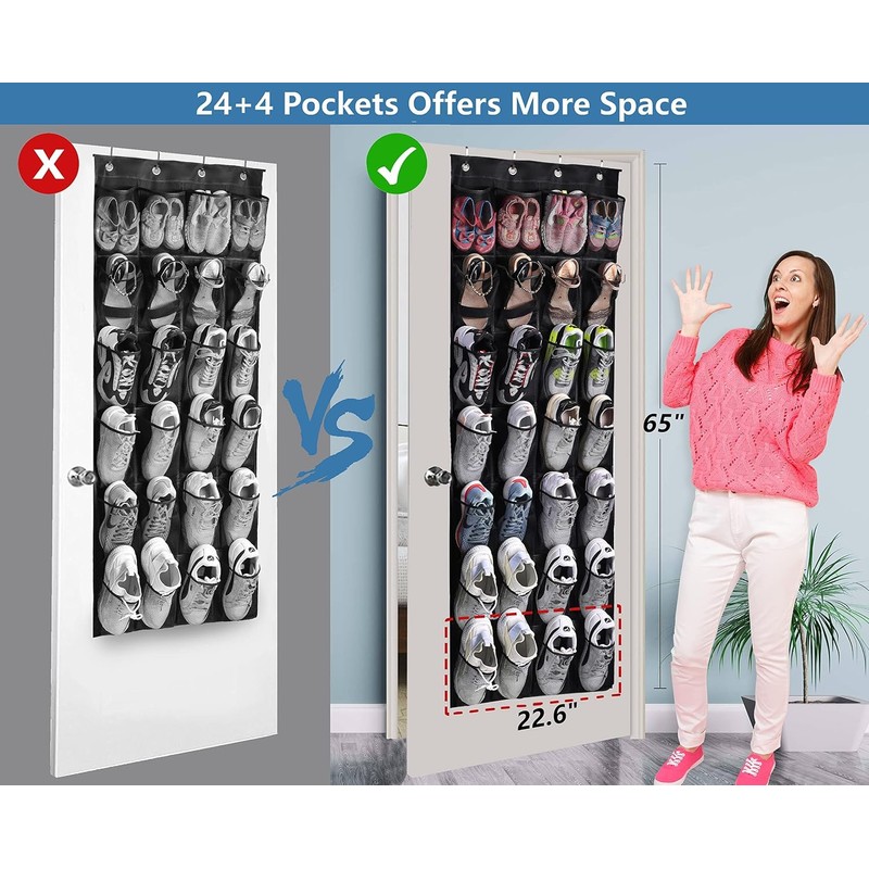 MISSLO 28 Large Pockets Hanging Shoe Organizer Over The Door