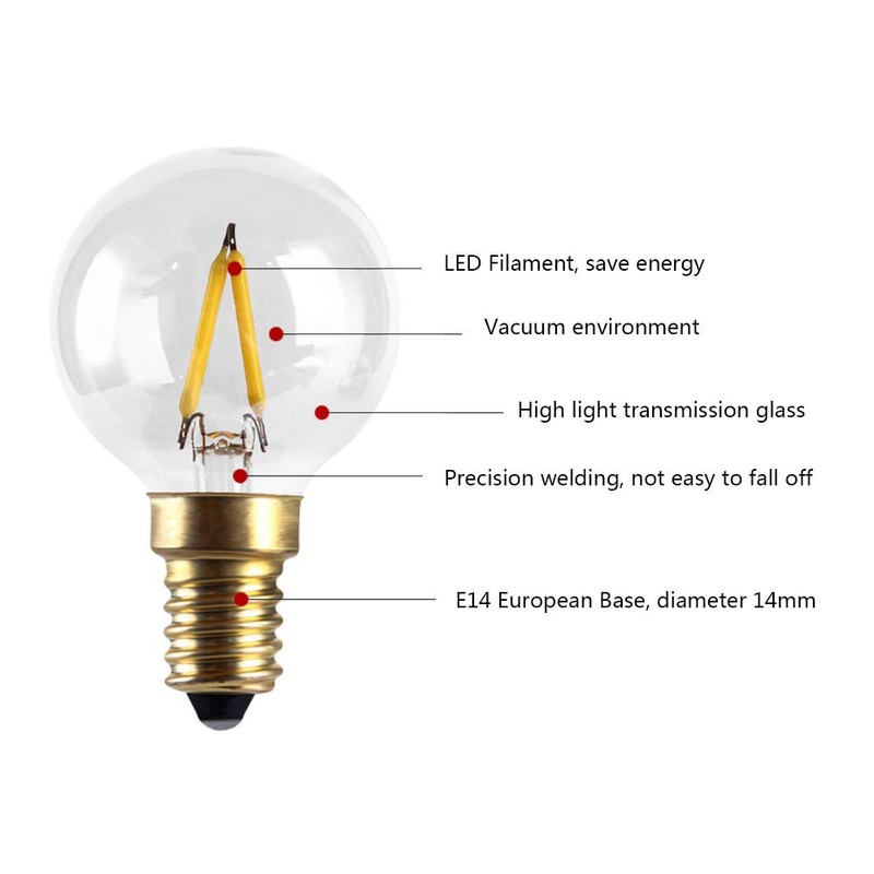 E14 1W G40(G14) Globe LED Bulb Edison Incandescent 10 Watt