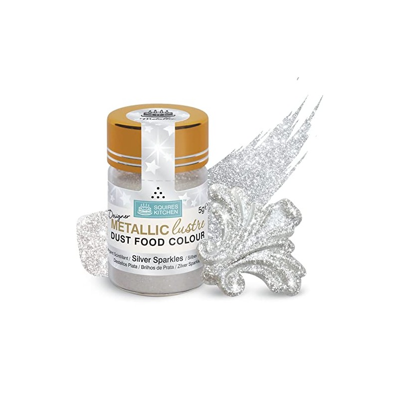 Squires Kitchen Designer Silver Sparkle Metallic Lustre Dust 5g