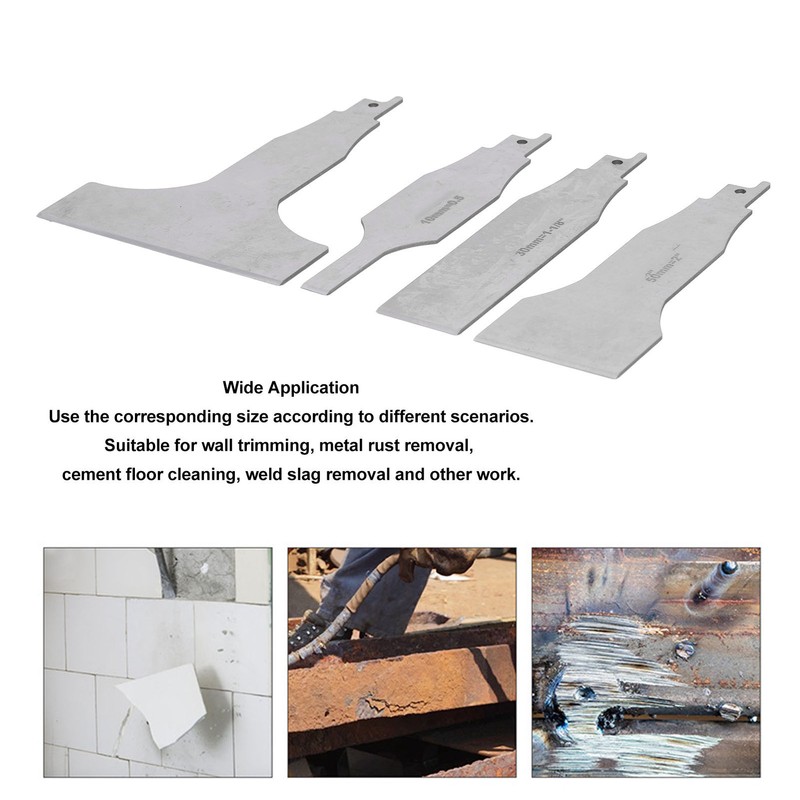 4PCS Reciprocating Saw Scraper Blade Multifunctional Stainless Steel Tile Cleaning