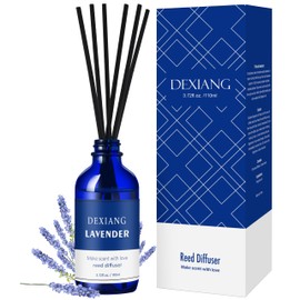Navy Blue Reed Diffuser Set - 3.72 Oz (110ml) Lavender Scent, 6 Diffuser Sticks, Elegant Home & Bathroom Decor, Long-Lasting Fragrance